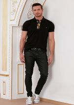 Black Snake Trim Zipper Polo