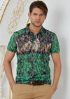 Green "Double Face" Burn-out Print Polo