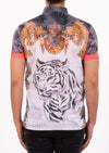 Black "Tiger Crown" Burn-out Print Polo