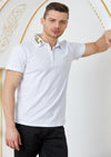 White Embroidery Rhinestone Polo