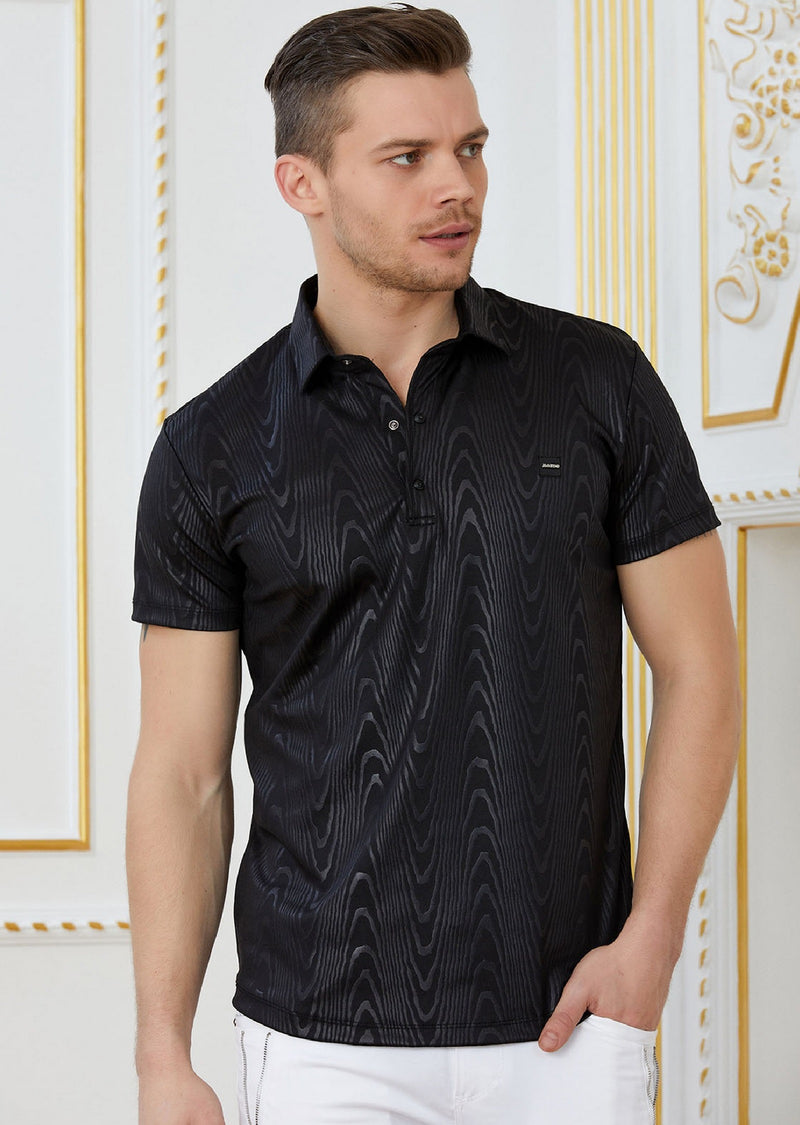 Black "Wave" Spandex Polo