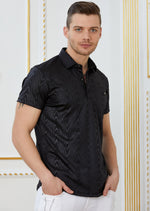 Black "Wave" Spandex Polo