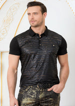 Black "Wave" Spandex Polo