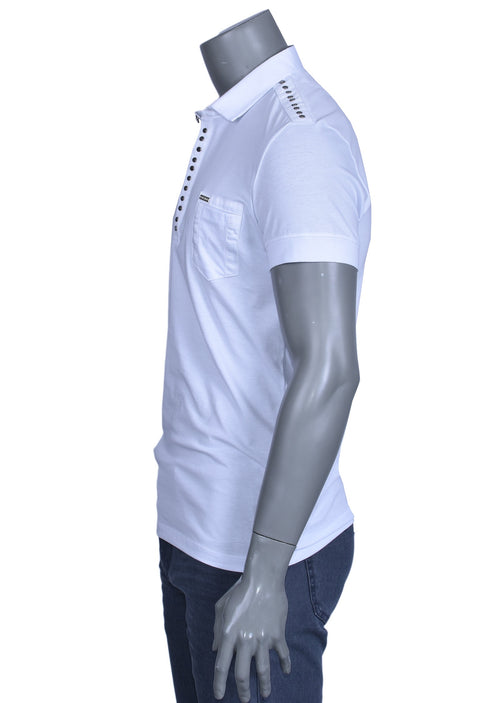 White "Aegeus" Studded Polo