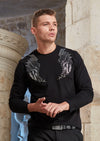 Black Wings Rhinestone Long Sleeve Tee