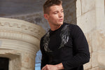 Black Wings Rhinestone Long Sleeve Tee