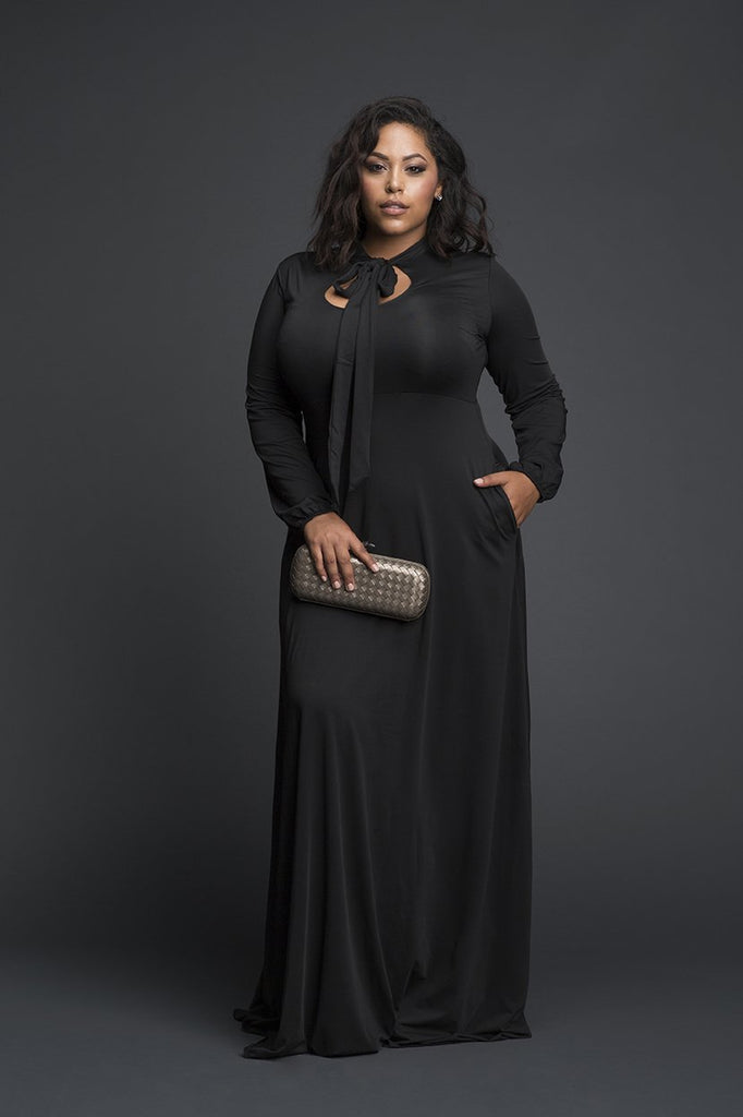 Empire Line Keyhole Tie Maxi Dress Curvegirl 7120