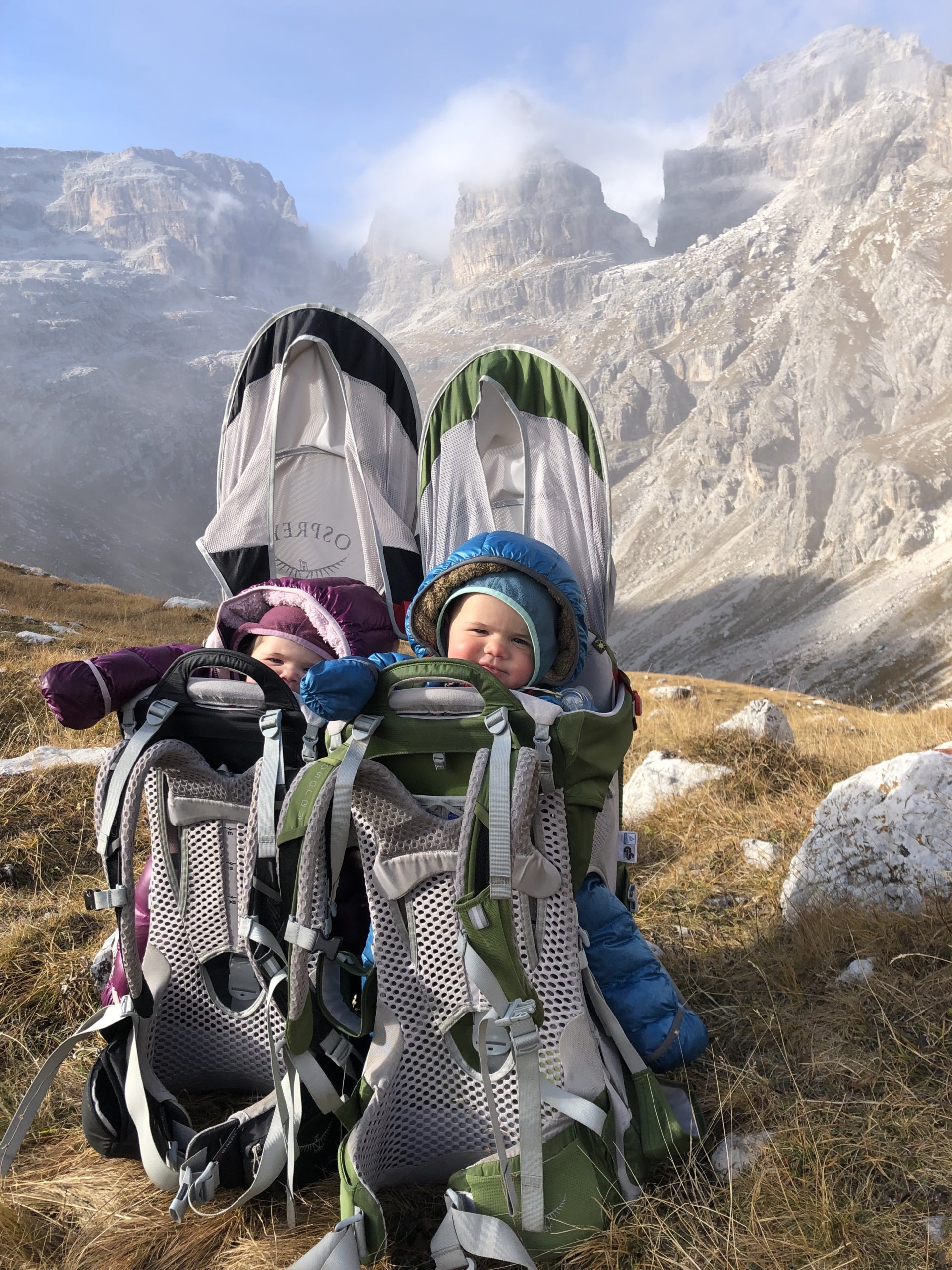 The twins, learning to love the mountains. Photo: Jasmin Caton.