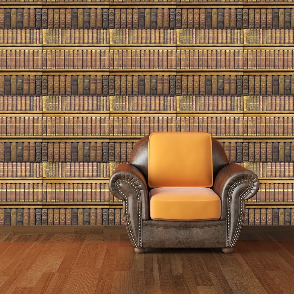 Library Wallpaper Decal Rustic Book Shelf Wallpaper Decal Self Adhesive –  American Wall Designs