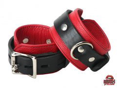 Strict Leather Deluxe Black and Red Locking Cuffs
