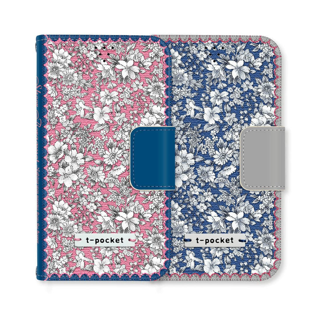 Full Set : Sheer Bergamot Wallet Case + Audrey Flower Strap - Navy - JessicaCollection