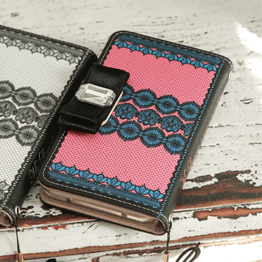 Full Set : Miss Lingerie Wallet Case + Clef Ribbon Strap + Eclipse Shoulder Chain - Indipink - JessicaCollection
