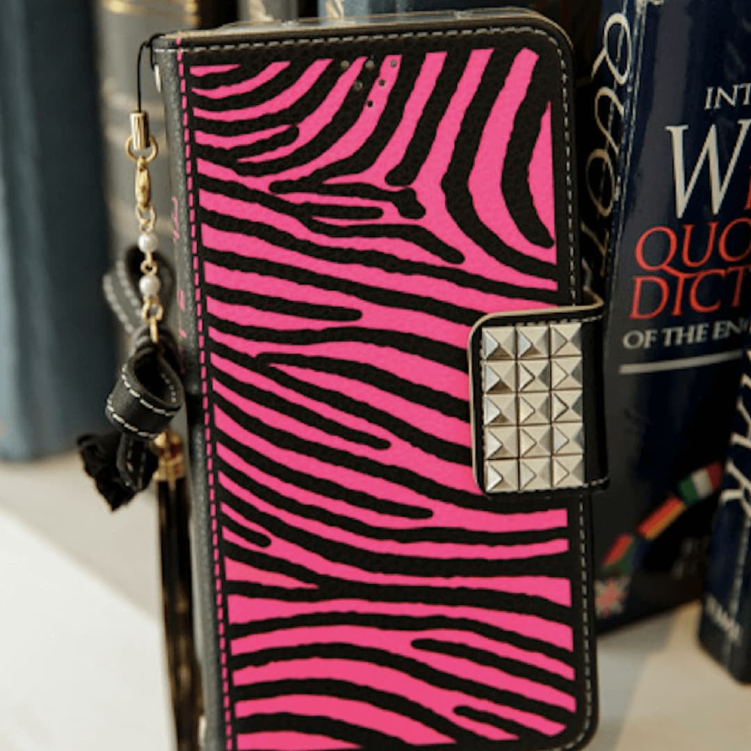 The Zebra Handmade Wallet Case - Hot pink - JessicaCollection