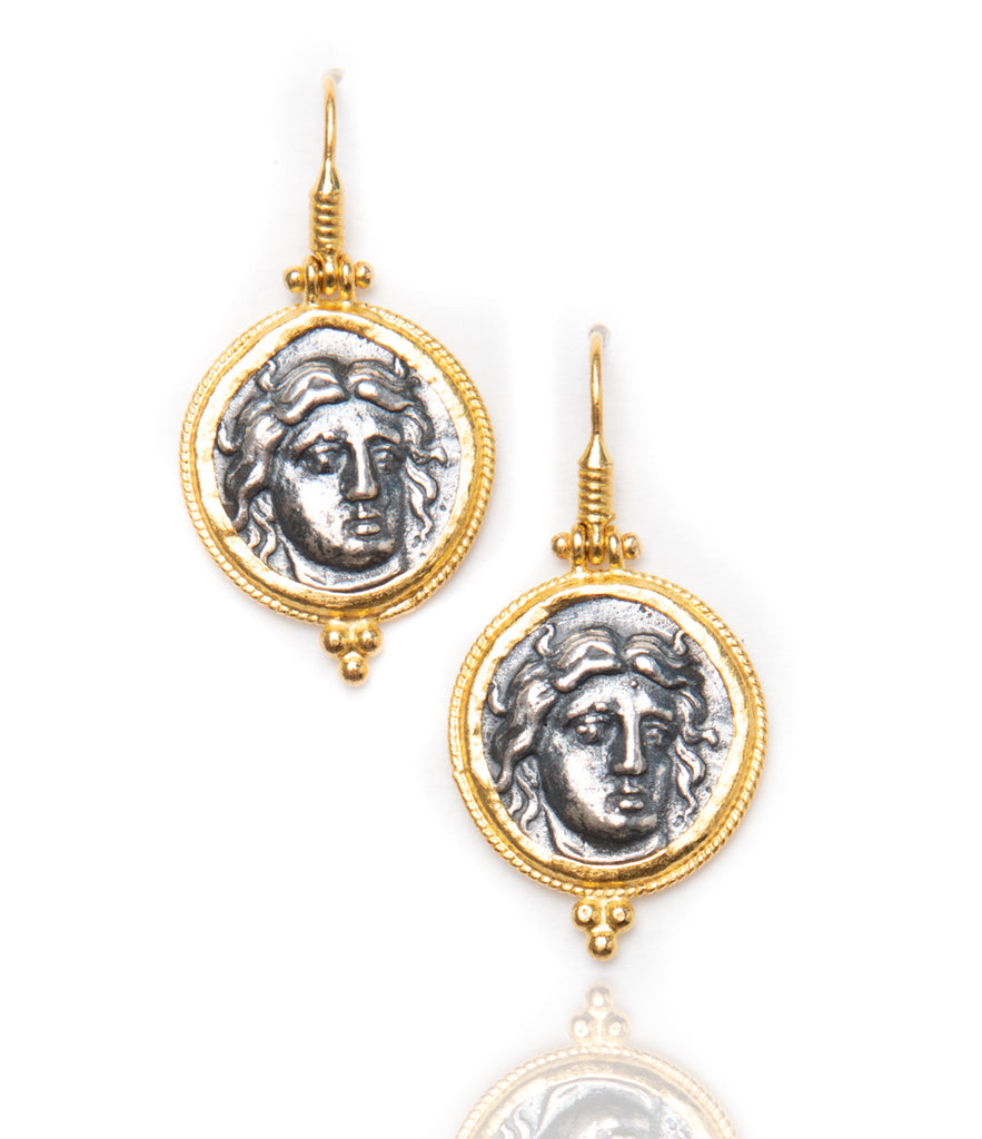 Silver Coin Replica and 24kt Drop Earrings – Elliott Yeary Gallery Fine Art Jewelry