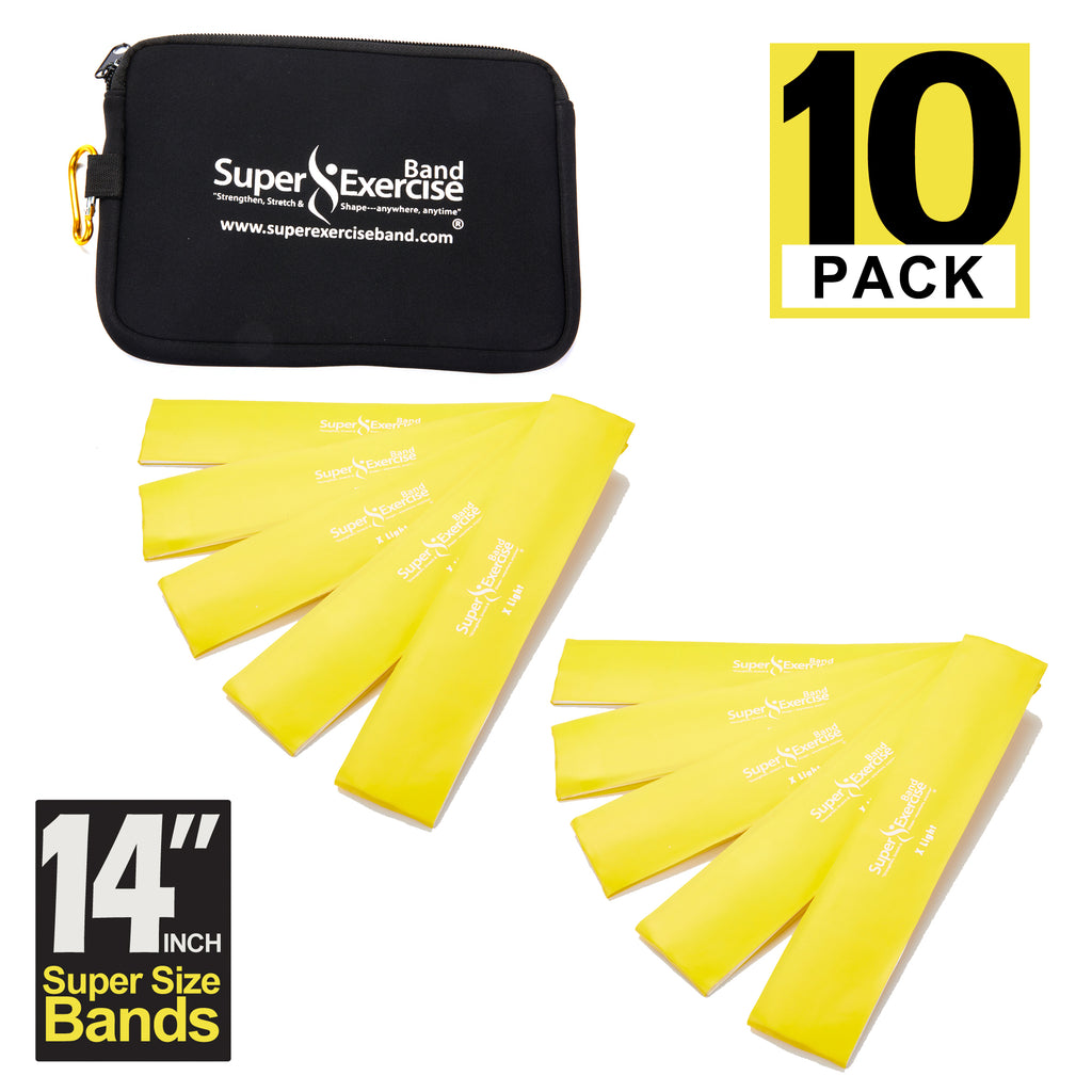 Light Resistance Loop Bands 10 Pack Yellow Super Exercise Band