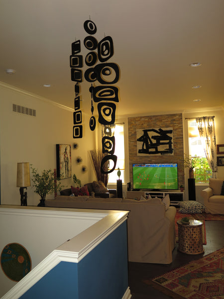 Trio of Vertical Mobiles in client home in Michigan - custom made by AtomicMobiles.com