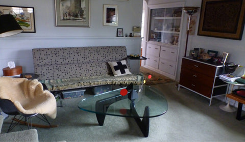 Client photo of Atomic Mobile's stabile art on Noguchi coffee table