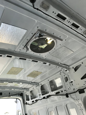 ford transit 250 van conversion build - #vanlife - maxxair fan final inside
