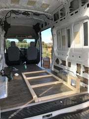 Ford Transit Van conversion - raised bed frame build 1 - #vanlife