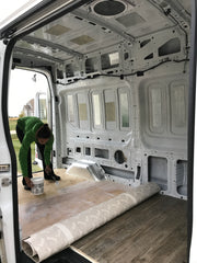 Ford Transit van conversion - van build floor installation - adhesive - #vanlife