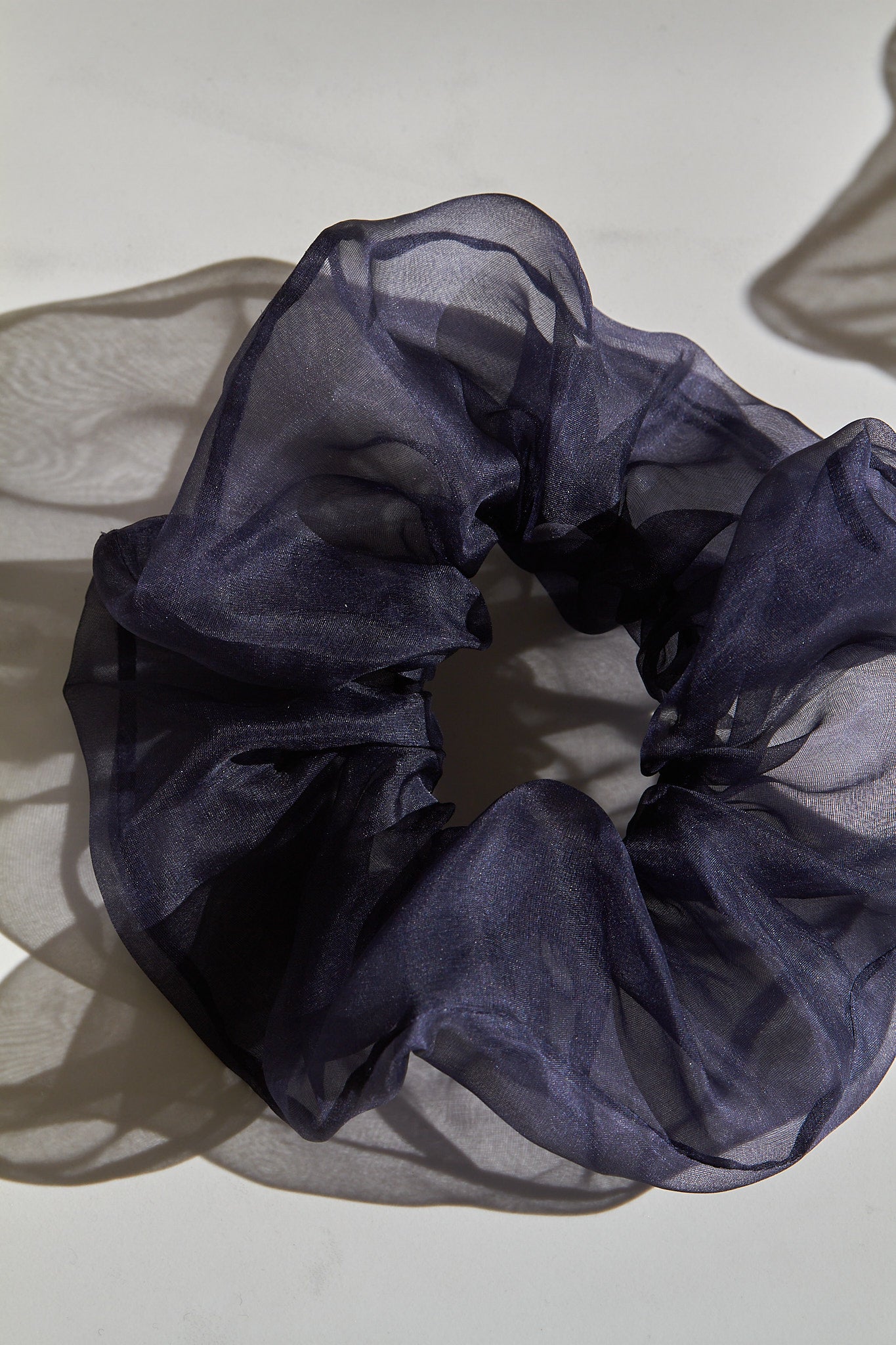 Navy Silk Organza Oversize Scrunchie
