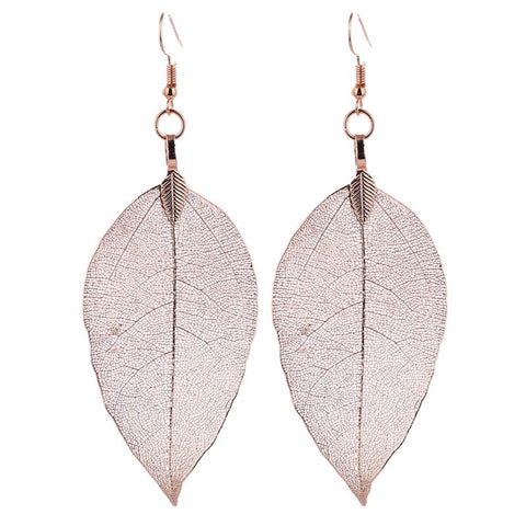 Bohemain Long Earrings Unique Natural Real Leaf Big Earrings For Women Fine Jewelry Gift - Bohemian Gift Stores