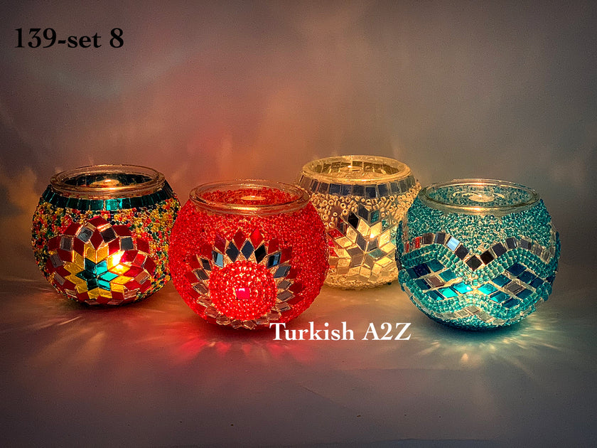 Moroccan Turkish Glass Mosaic Votive Candle Holder Tea Light Candlestick 05 