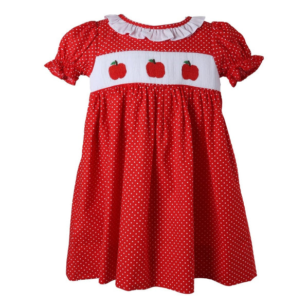 Red Dot Smocked Apple A-line Dress