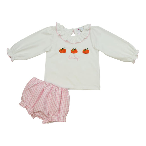 Pink Windowpane Pumpkin Diaper Set