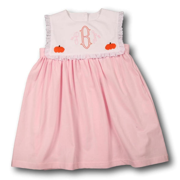 Pink Knit Embroidered Pumpkin Dress