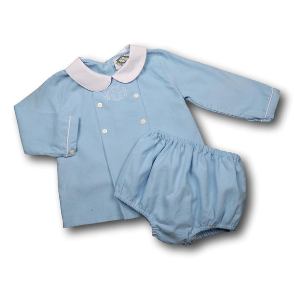 Blue Cord Double Breasted Diaper Set