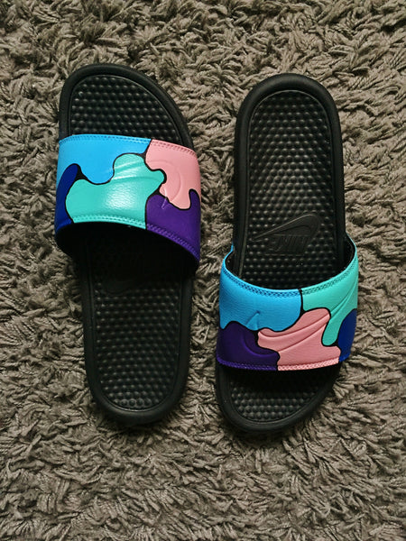 nike slides colourful