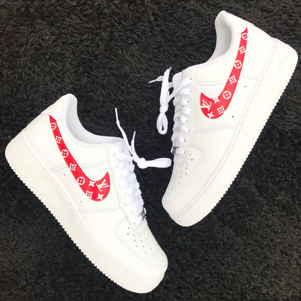 nike air force ones with red swoosh