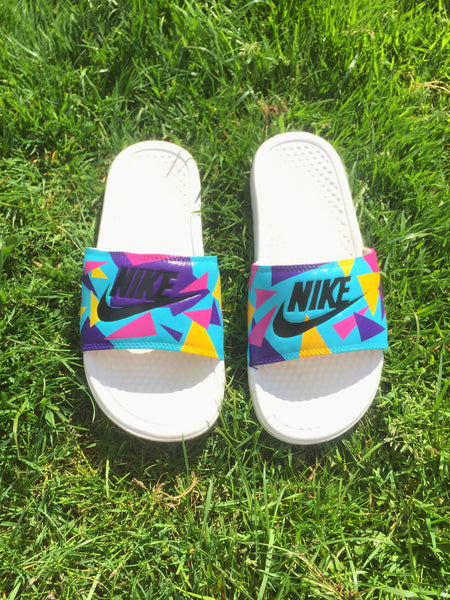 nike slides colourful