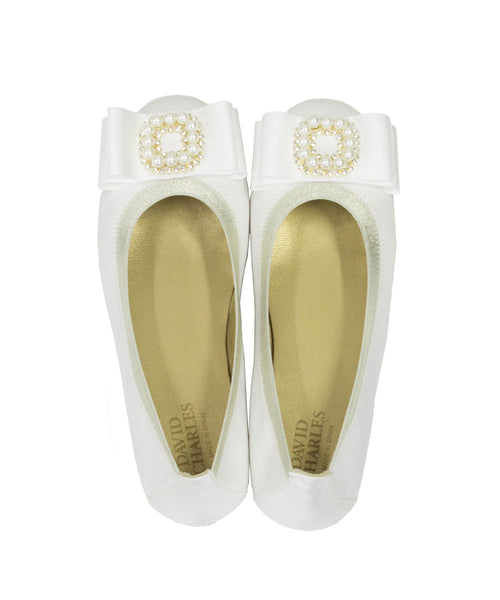 David Charles Ivory Pearl Embellished Ballet Flats- LAST PAIR SALE!