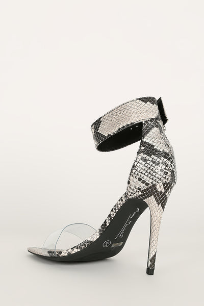 black and white snake heels