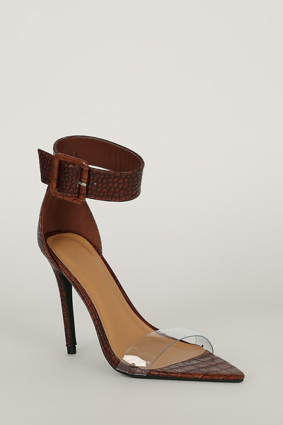 brown crocodile heels