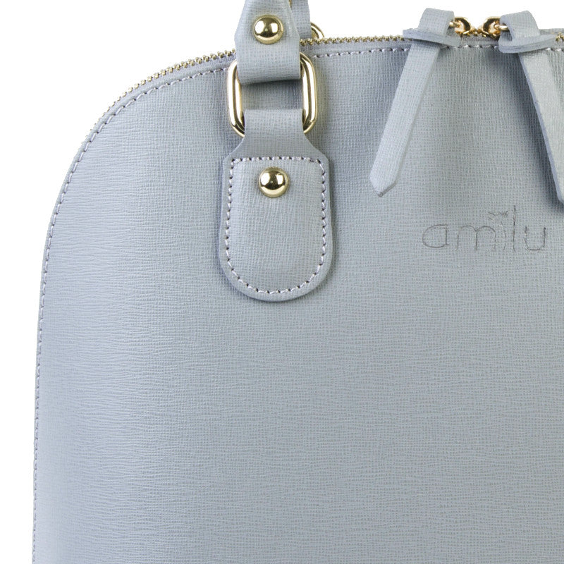 Grey Real Saffiano Leather Burford Brogue Handbag