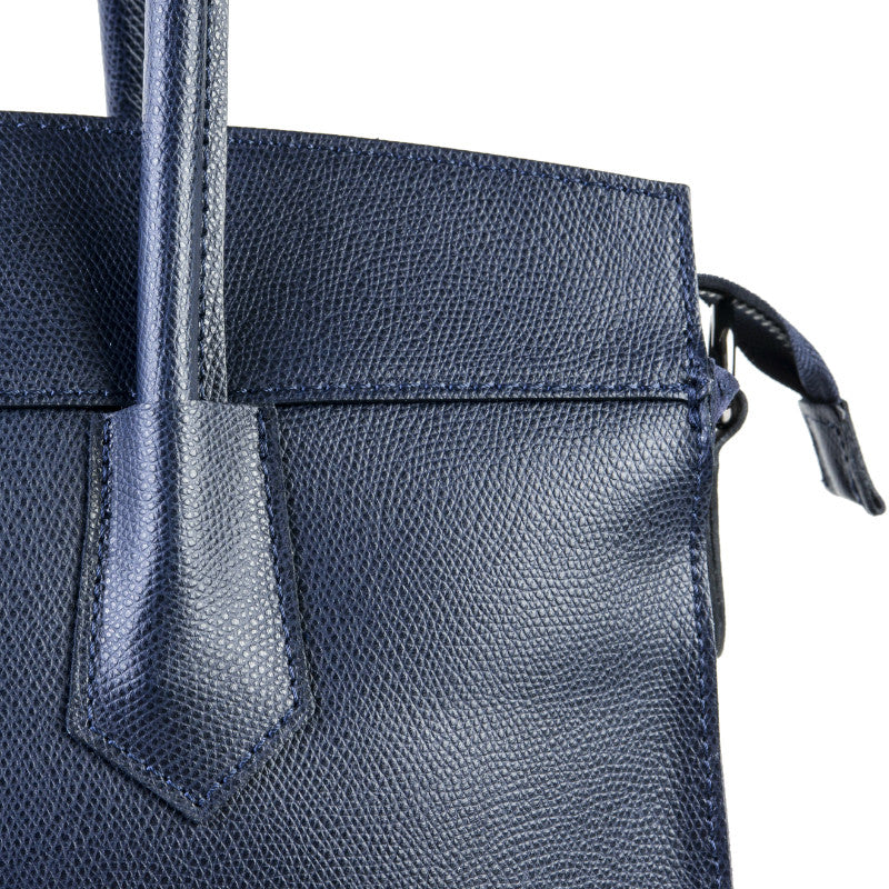 Bexley Navy Blue Real Leather Shoulder Work Bag by Amilu