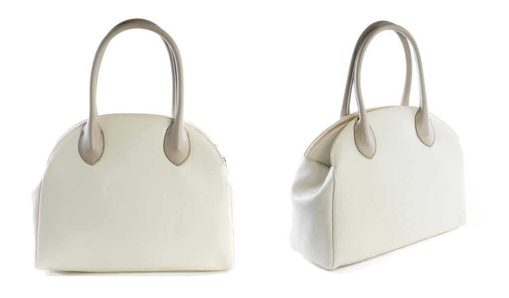Taupe and cream leather bag by Amilu