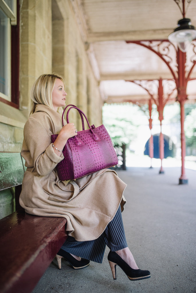 pink croc bag