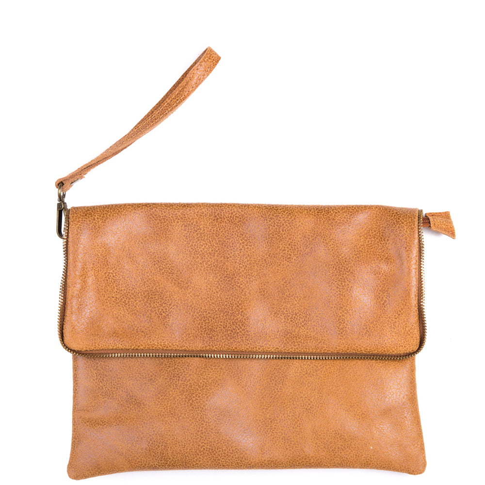 Tan Soft Real Leather Cross Body Bag Amilu 