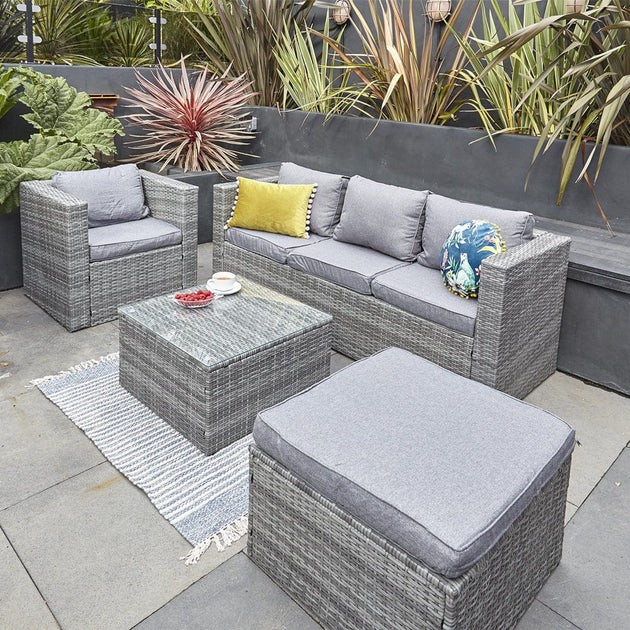 Vancouver 5 Seater Rattan Garden Furniture Set In Grey | Furniture Maxi