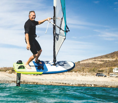 windsurfer hydrofoil placement on board
