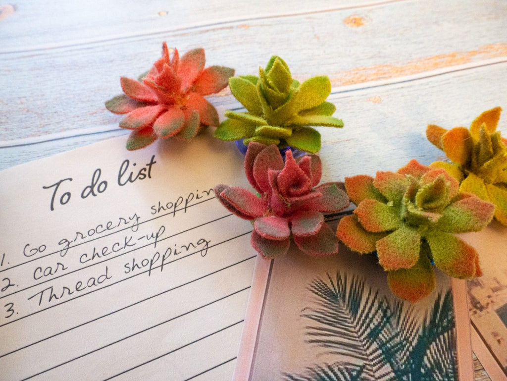 No Sew Wool Succulent Fridge Magnets