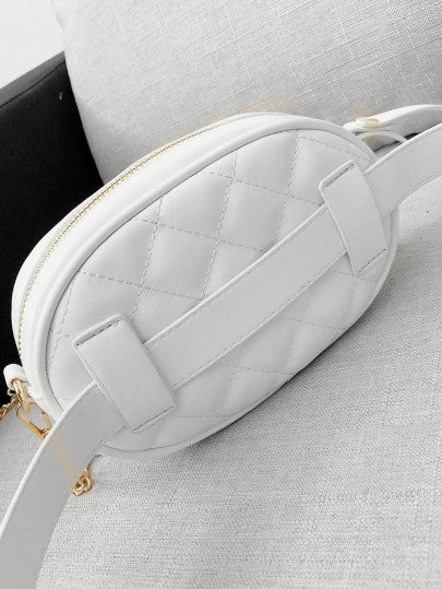 white designer fanny pack