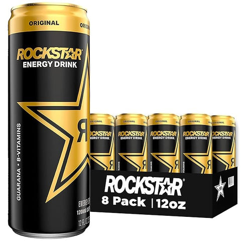 Rockstar Energy Drink, Original, 12oz Sleek Cans (Pack of 8)
