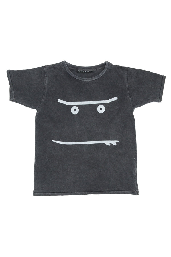 NEW SMILEY ROUND NECK T CHARCOAL