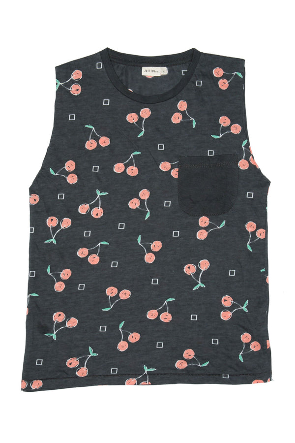 CHERRY TANK TOP POCKET CHARCOAL - Nutritionisyou