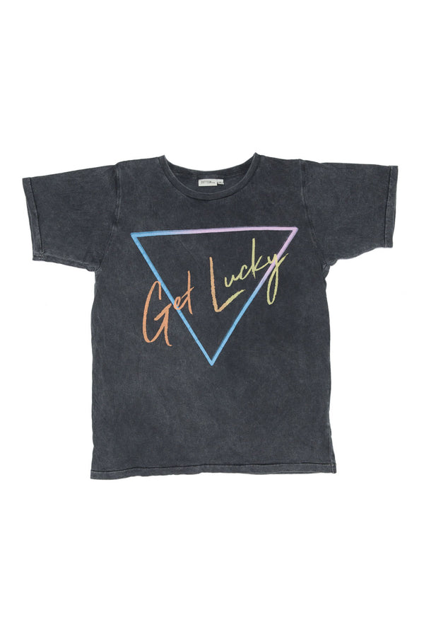 GET LUCKY S/S ROUND NECK T CHARCOAL - Nutritionisyou